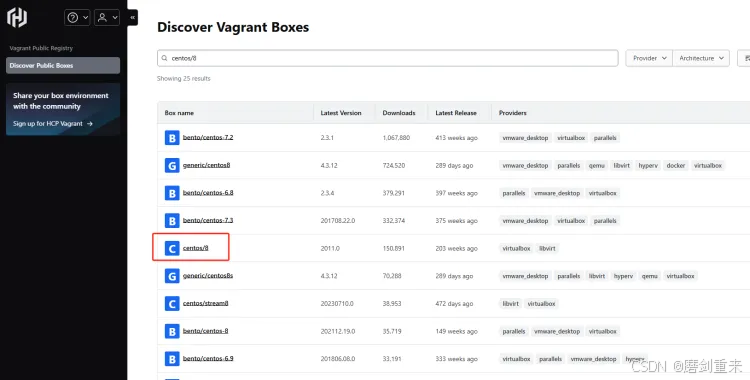 vagrant boxes 下载页面