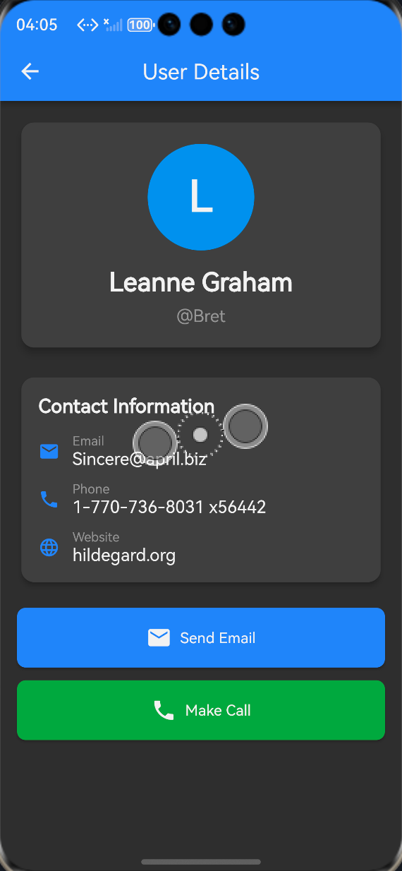 用户详情页：ALT标签：Flutter鸿蒙化用户详情页显示效果图