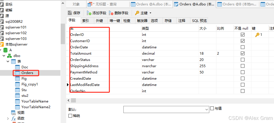 A系统订单表