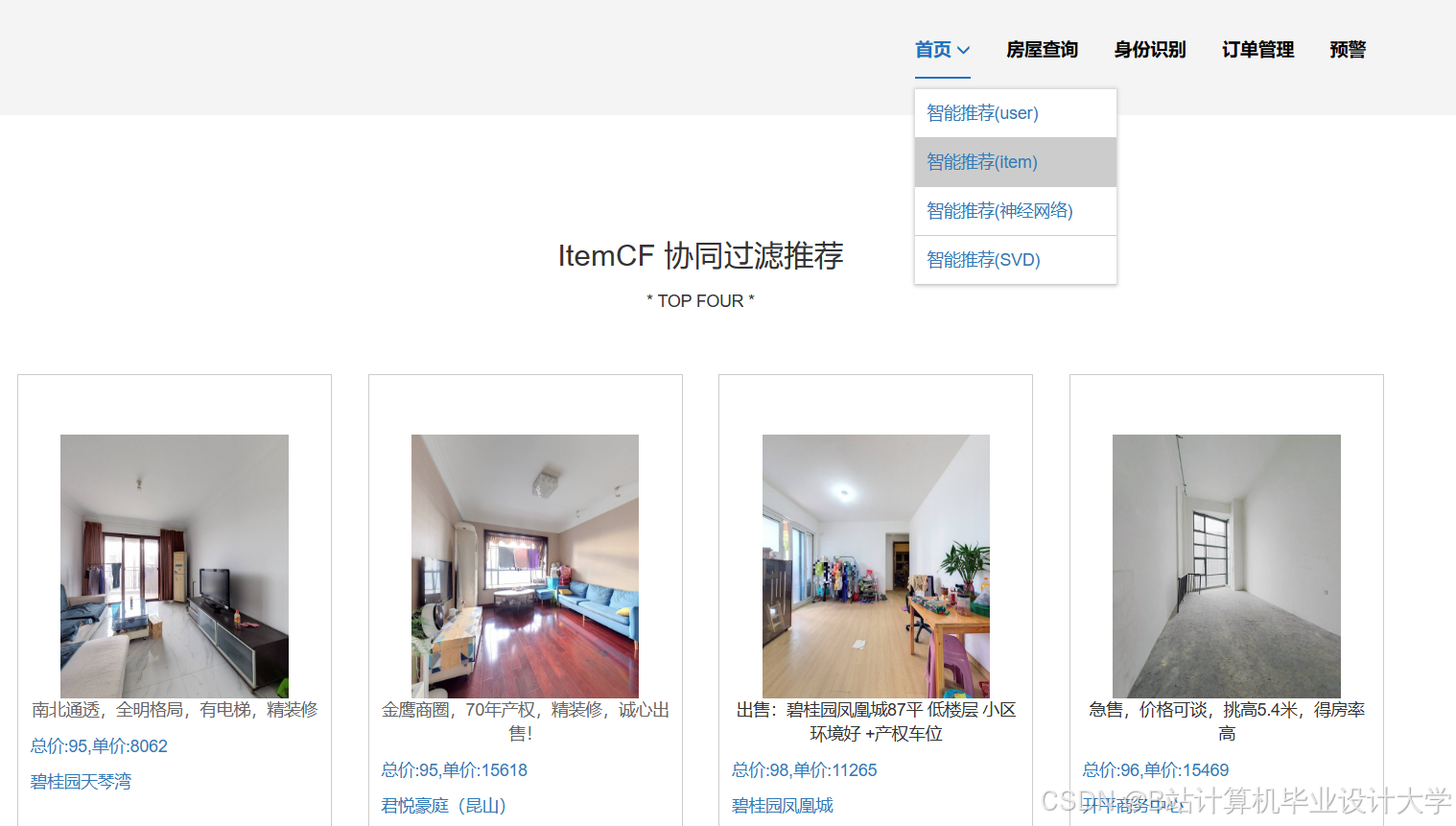 计算机毕业设计hadoop+spark房价预测系统 房源推荐系统 大数据毕业设计(源码+LW文档+PPT+讲解)