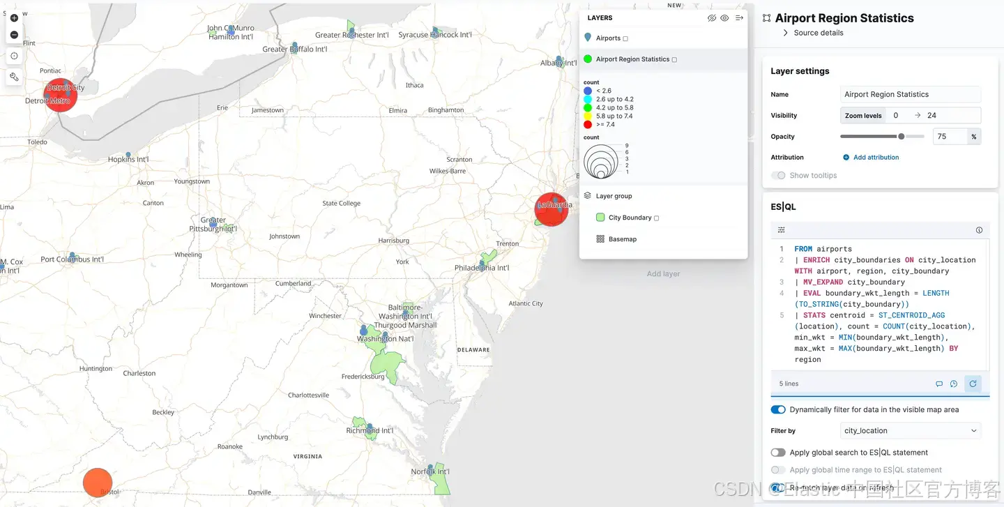 使用 Kibana 将地理空间数据导入 Elasticsearch 以供 ES|QL 使用