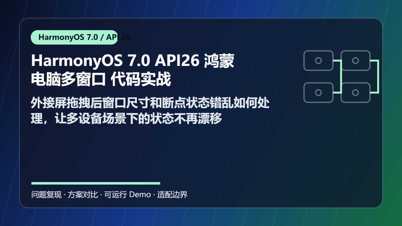 HarmonyOS 7.0 API26 鸿蒙电脑多窗口 代码实战：外接屏拖拽后窗口尺寸和断点状态错乱如何处理，让多设备场景下的状态不再漂移