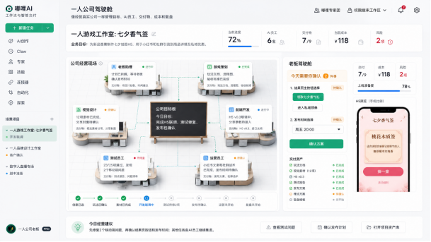 嘟哩 AI OPC 一人团队设计示意图