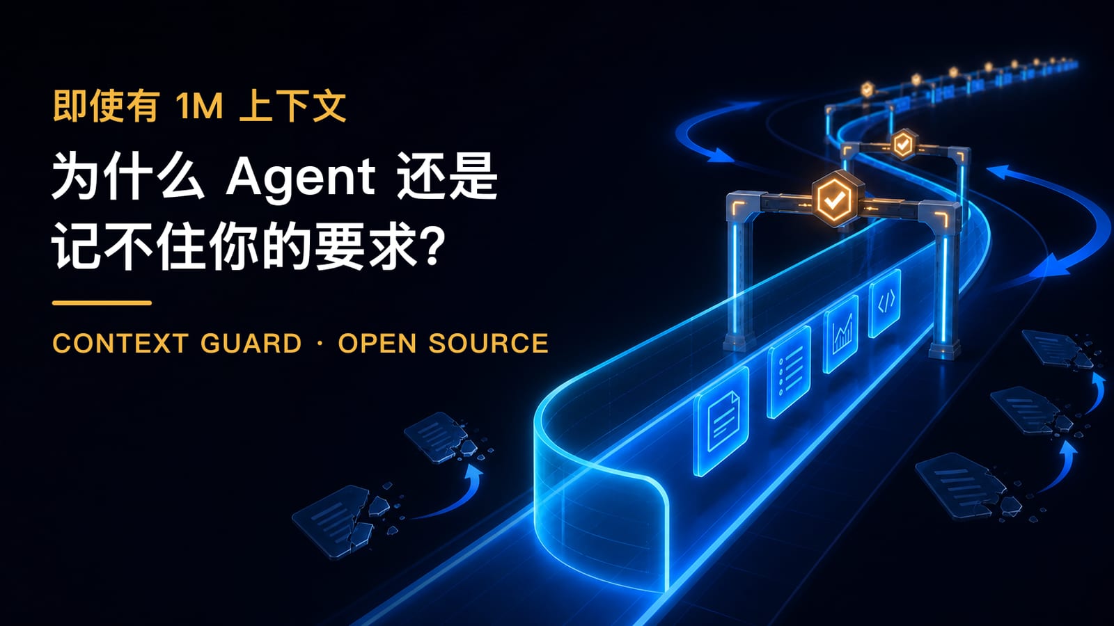 大量上下文沿任务路径流动，Context Guard 检查点保护可能漂移的关键要求