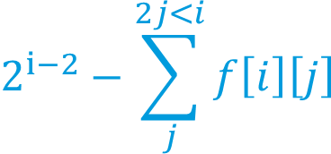2(ⅈ−2)−∑128_𝑗(2𝑗<𝑖)▒𝑓[𝑖][𝑗]