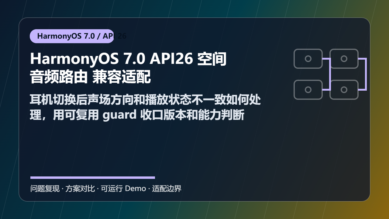 HarmonyOS 7.0 API26 空间音频路由 兼容适配：耳机切换后声场方向和播放状态不一致如何处理，用可复用 guard 收口版本和能力判断