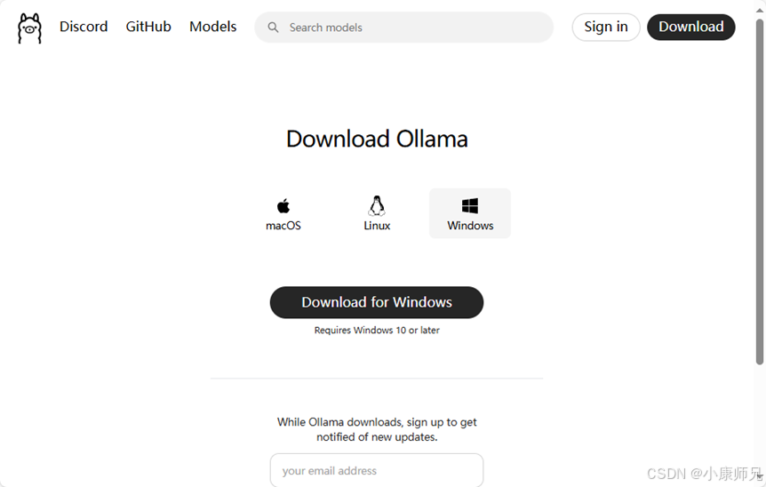 图4.2  Ollama官方下载页面