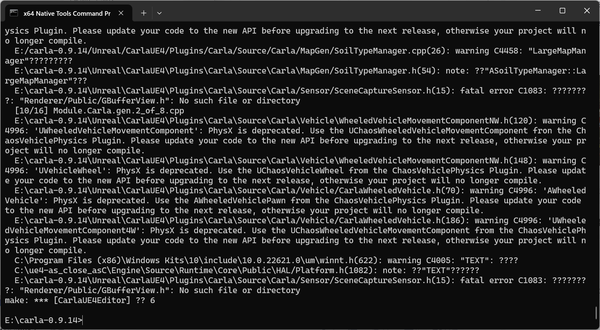 Windows11+UE4.26.2+CARLA0.9.14，make PythonAPI后make launch报错解决 ...