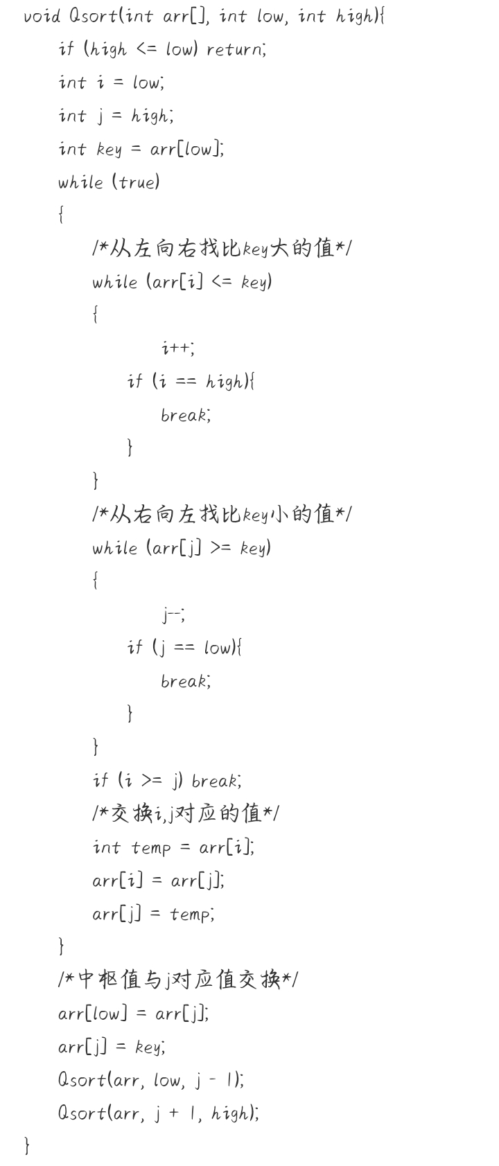 快速排序的伪代码
