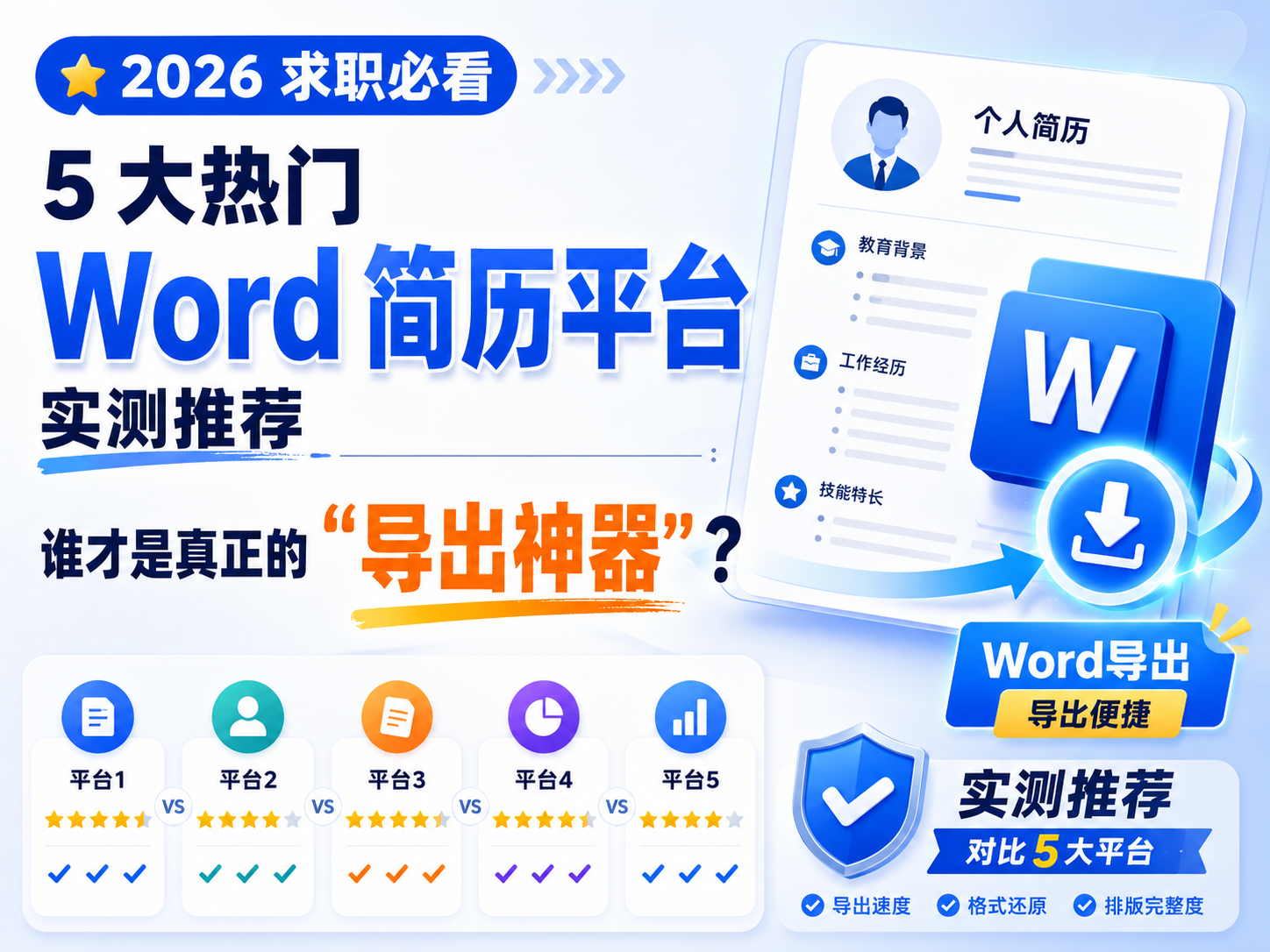 2026求职必看：5大热门Word简历平台实测推荐，谁才是真正的“导出神器”？