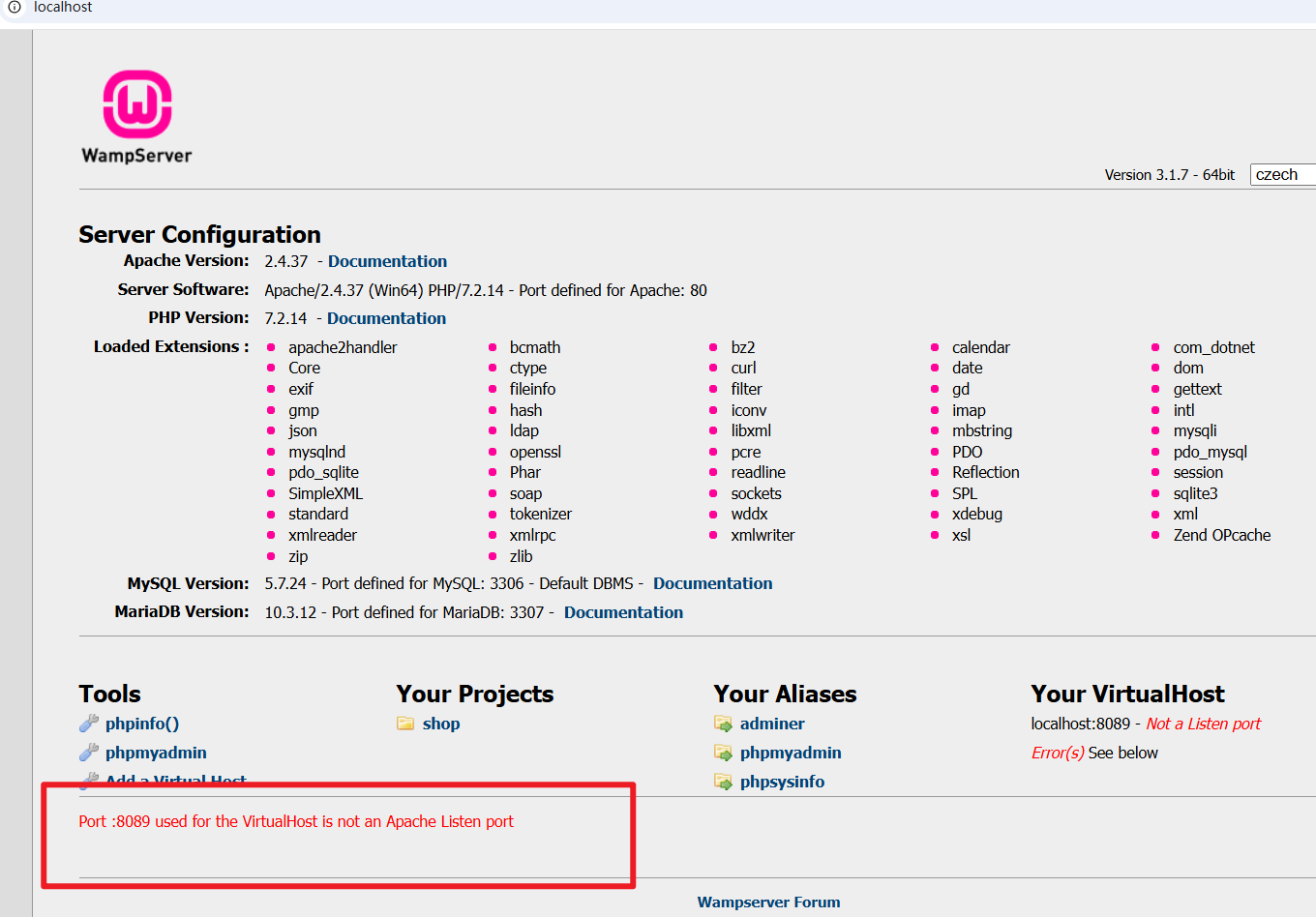 【更改wamp端口报错】:＜VirtualHost *:8089＞显示Port :8089 used for the VirtualHost ...