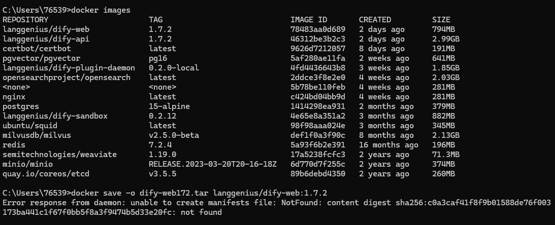 Dify最新版私有化部署遇坑指南一：Unable to create manifests file: NotFound: content ...
