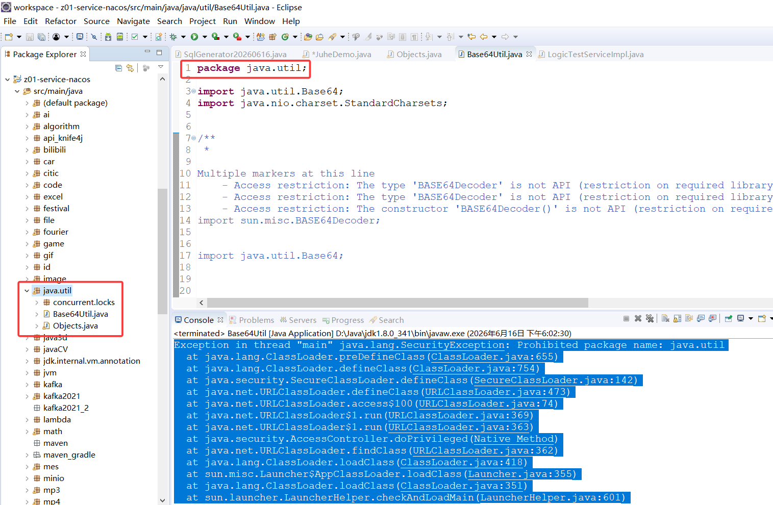 Exception in thread “main“ java.lang.SecurityException: Prohibited ...