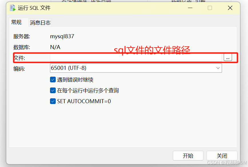 点击sql文件之后的弹窗