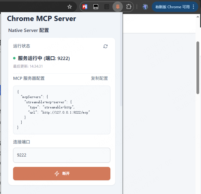 mcp-chrome启动界面