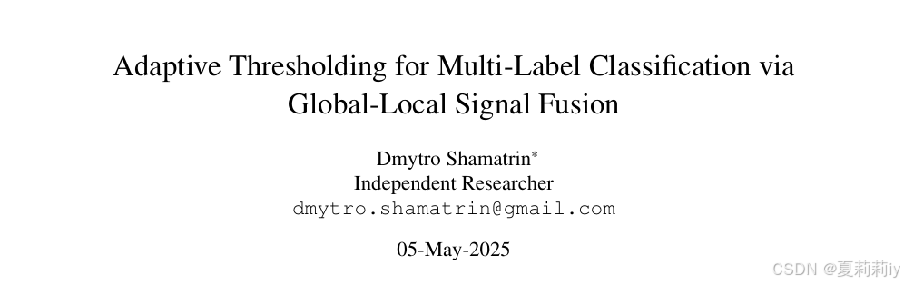 [arXiv 2025]Adaptive Thresholding for Multi-Label Classification via ...