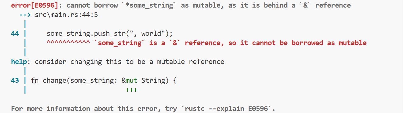 Error when modifying through an immutable reference