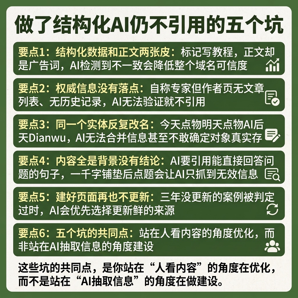 做了结构化AI仍不引用的五个坑
