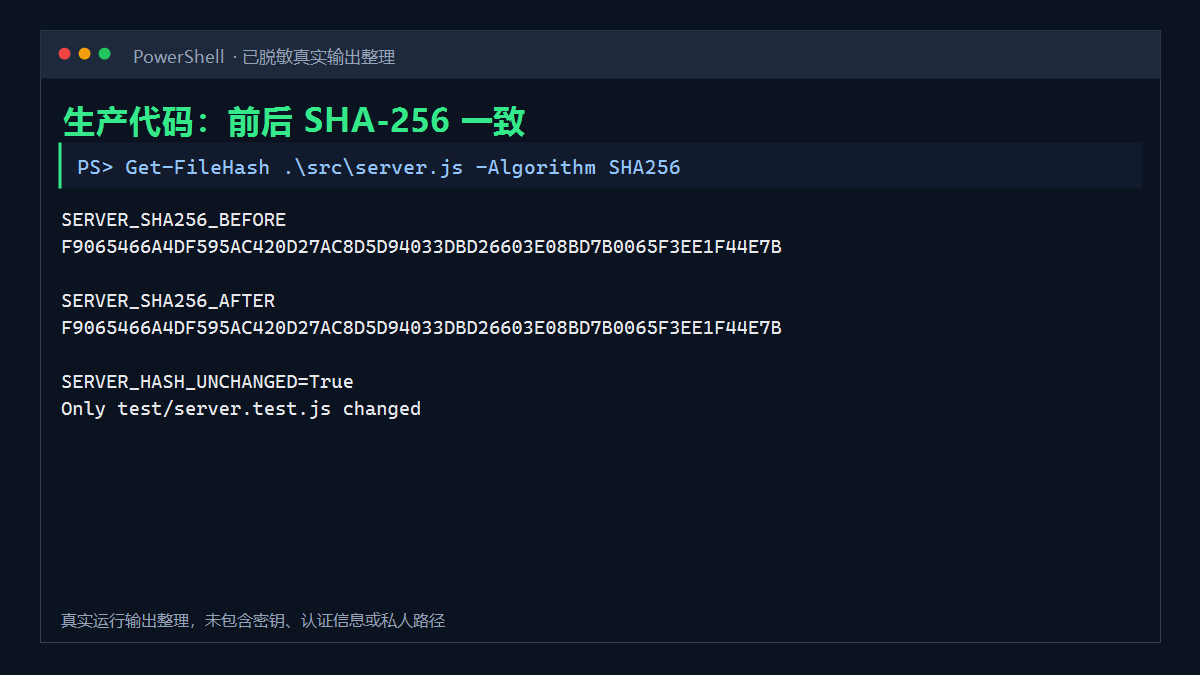 生产代码哈希一致,只有测试文件增加覆盖