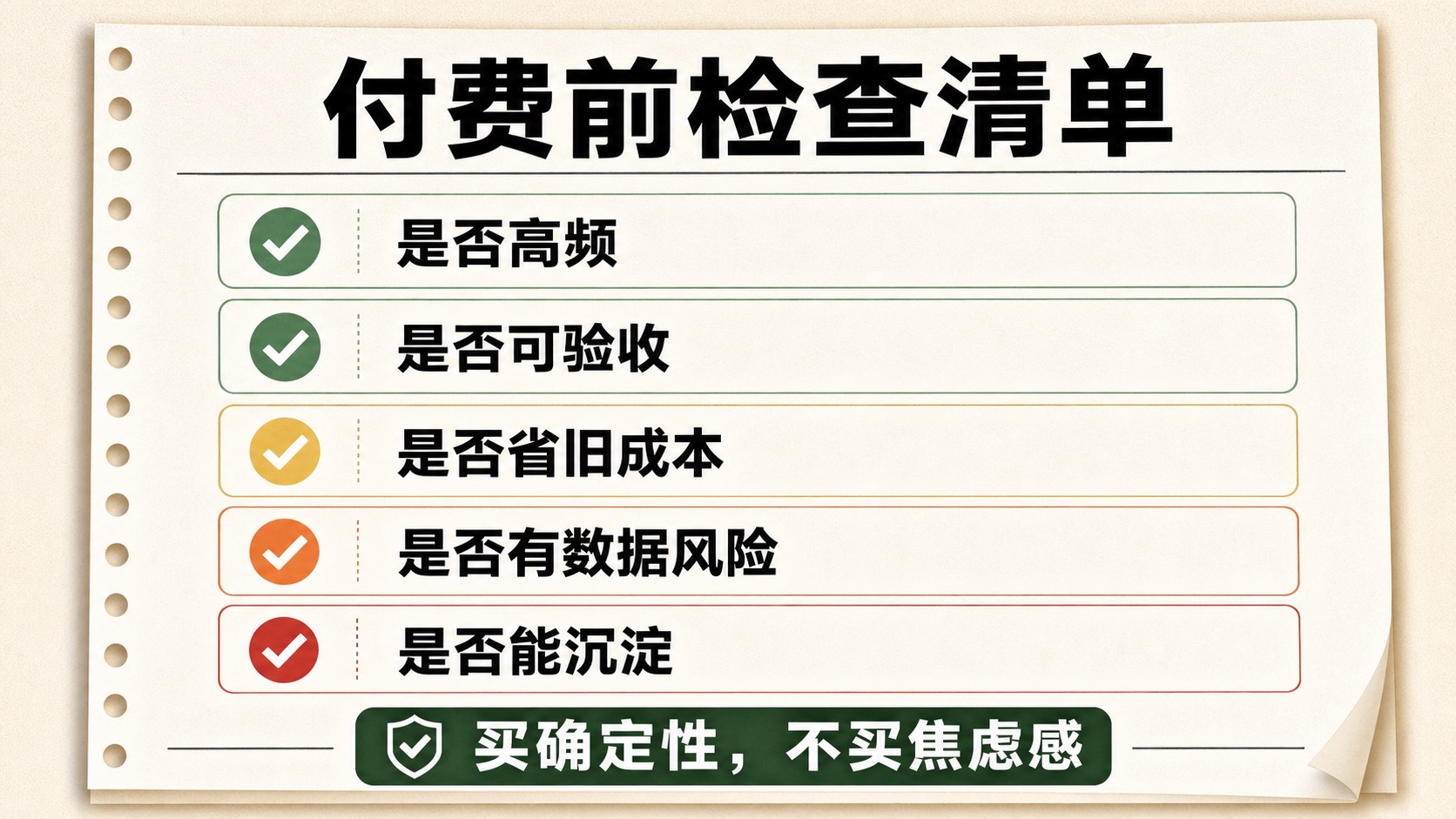 图三｜付费前检查清单