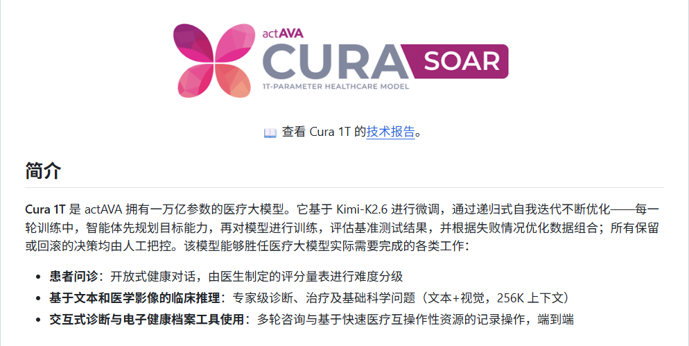 actAVA开源万亿参数医疗模型Cura 1T
