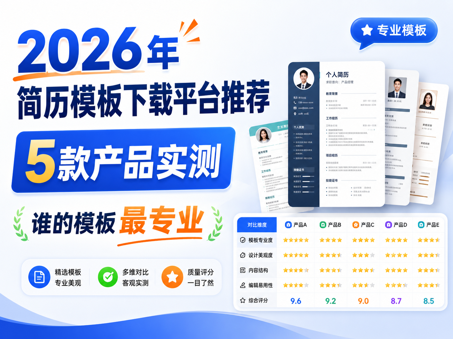 2026年简历模板下载平台推荐 5款产品实测 谁的模板最专业