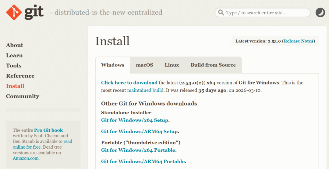 Git for Windows 下载页面