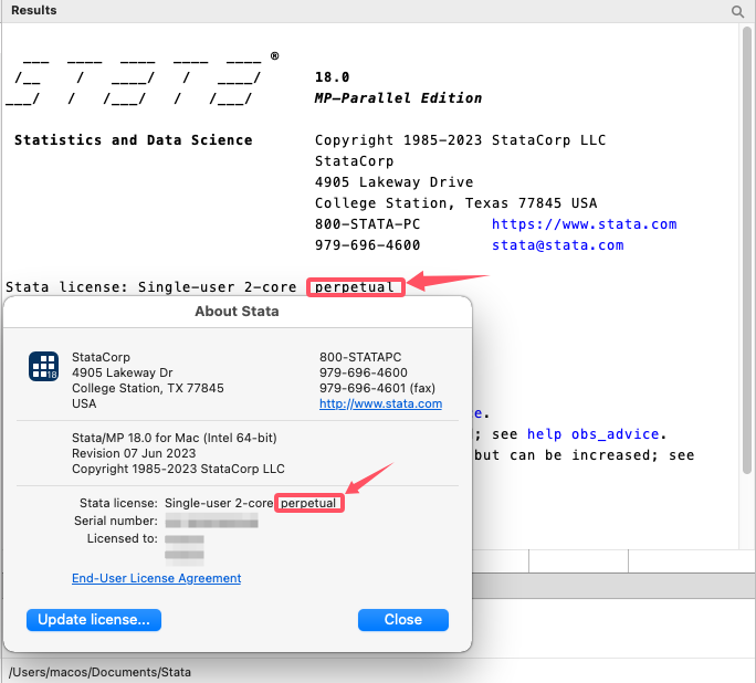 许可证信息如图所示