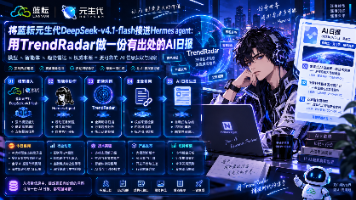 将蓝耘元生代DeepSeek-v4.1-flash接进Hermes agent:用TrendRadar做一份有出处的AI日报封面图
