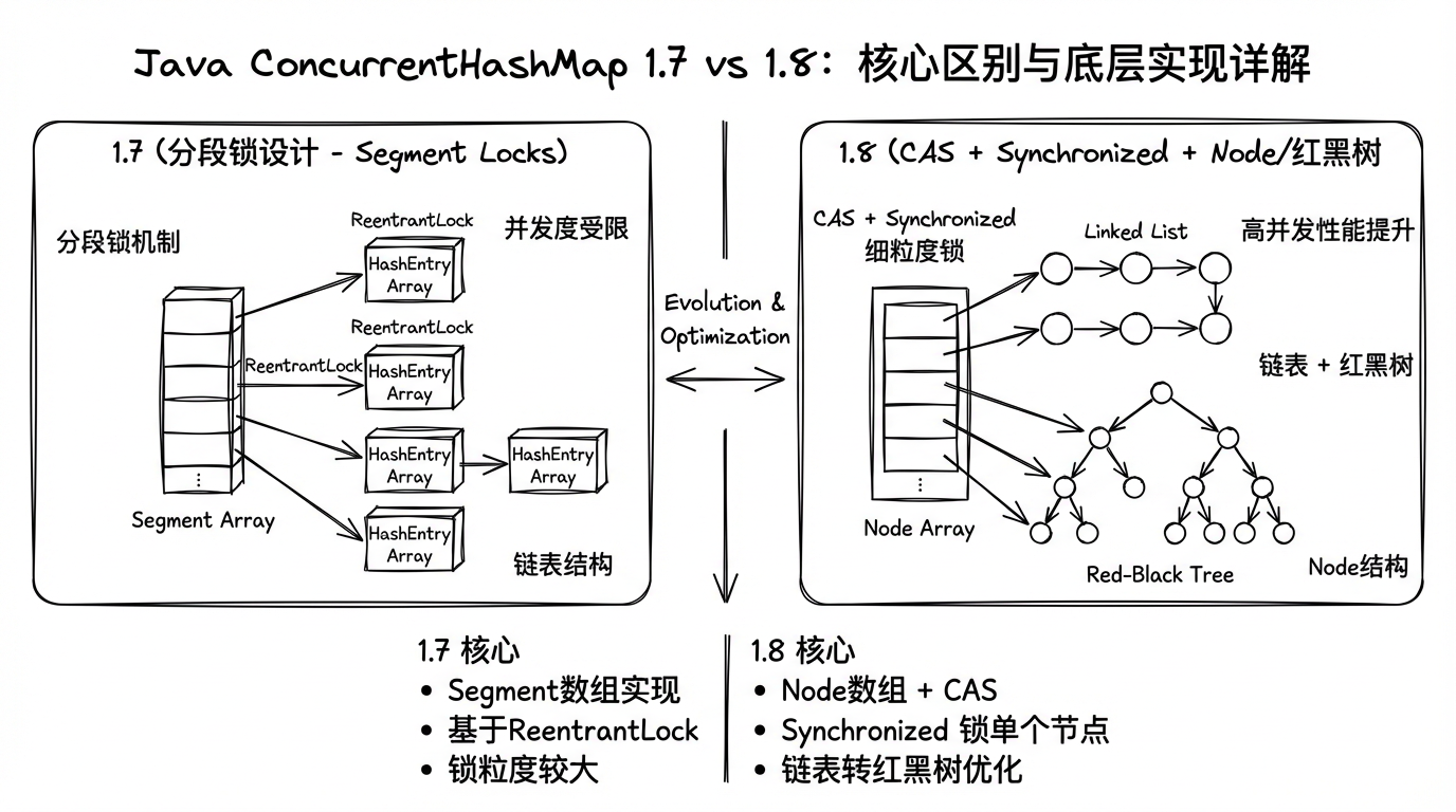 Java ConcurrentHashMap 1.7 vs 1.8:核心区别与底层实现详解_concurrenthashmap1.7和1.8 ...