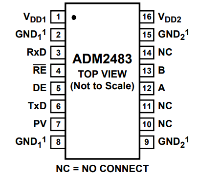 一个收发器芯片的引脚示意