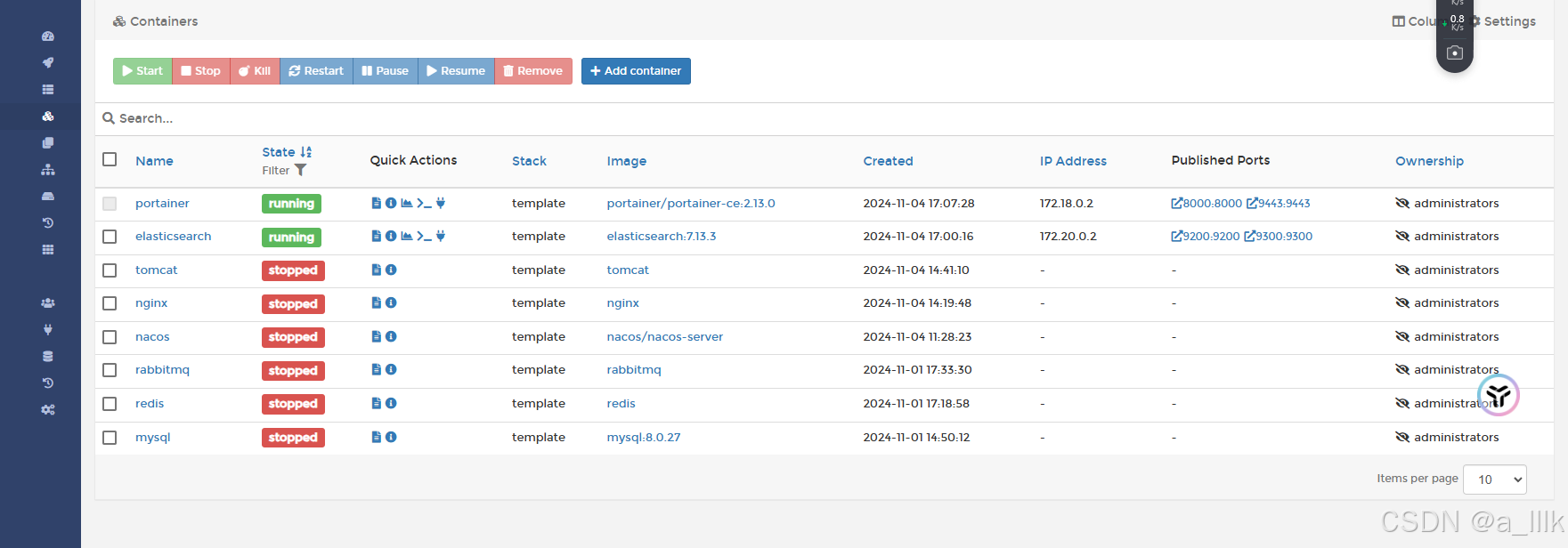 使用Docker-Compose安装redis，rabbitmq，nacos，mysql，nginx，tomcat，portainer组件教程