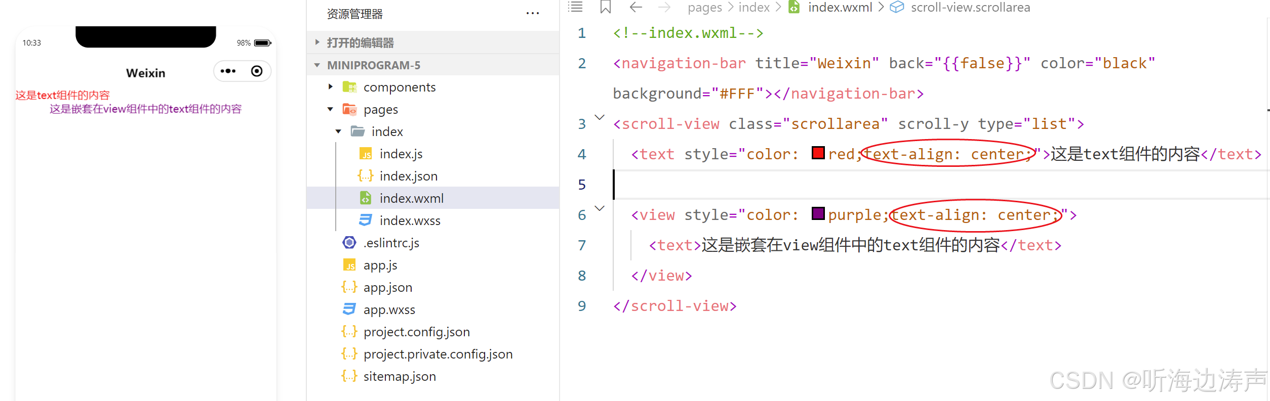 微信小程序:text组件嵌套在view组件和不嵌套在view组件-CSDN博客