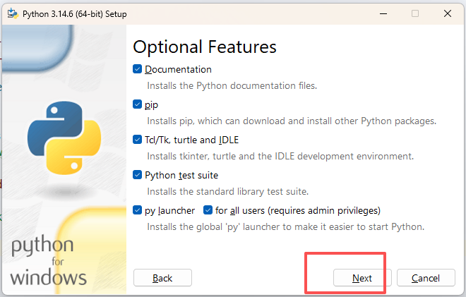 Python 安装界面 - 选择安装类型