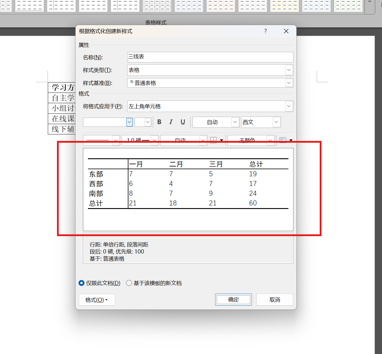 Word 自定义三线表样式模板教程word中怎么新建三线表样式 Csdn博客 