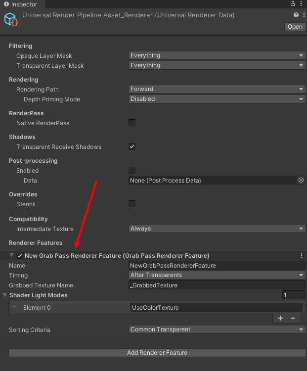 渲染管线中添加RendererFeature