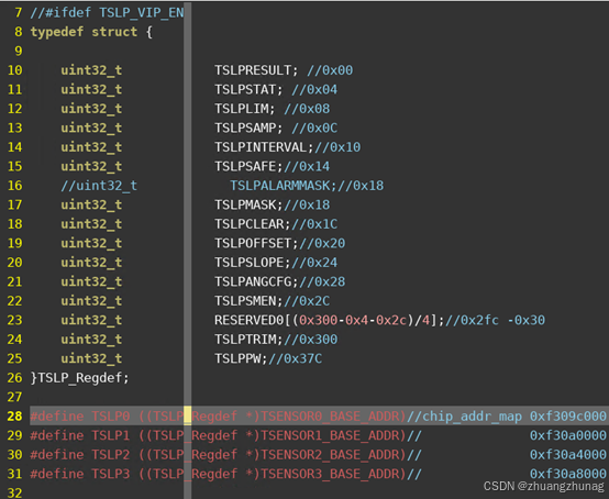 C语言#define TSLP0 (TSLP_Regdef *)TSENSORO BASE ADDR)的含义？