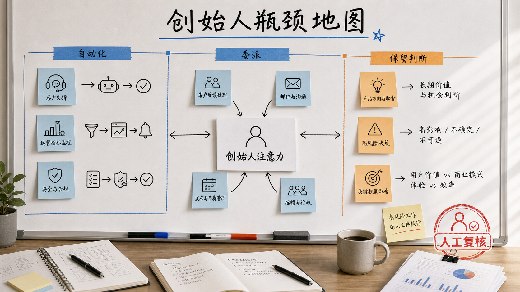 创始人瓶颈地图:哪些工作必须退出手工模式