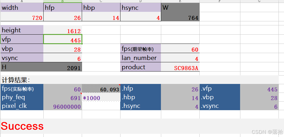 60HZ的proch参数