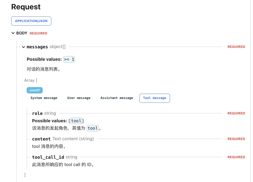 deepseek对话请求的Message