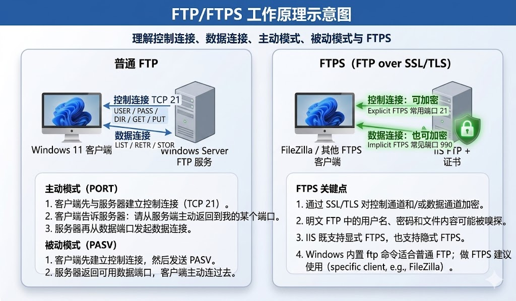 FTP and FTPS workflow diagram