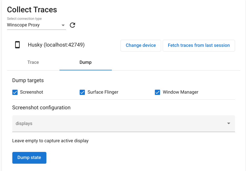 在 Winscope 中转储状态