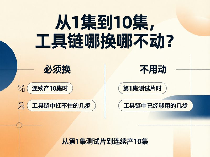 工具链哪几步必须换、哪几步不用动，连续产10集时3步升级分别换成什么。