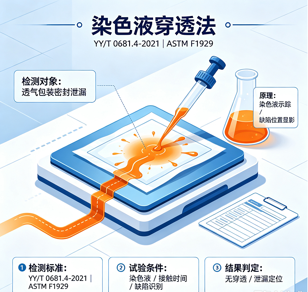 染色液穿透法测定透气包装的密封泄漏｜YY/T 0681.4-2021（ASTM F1929）｜富港检测