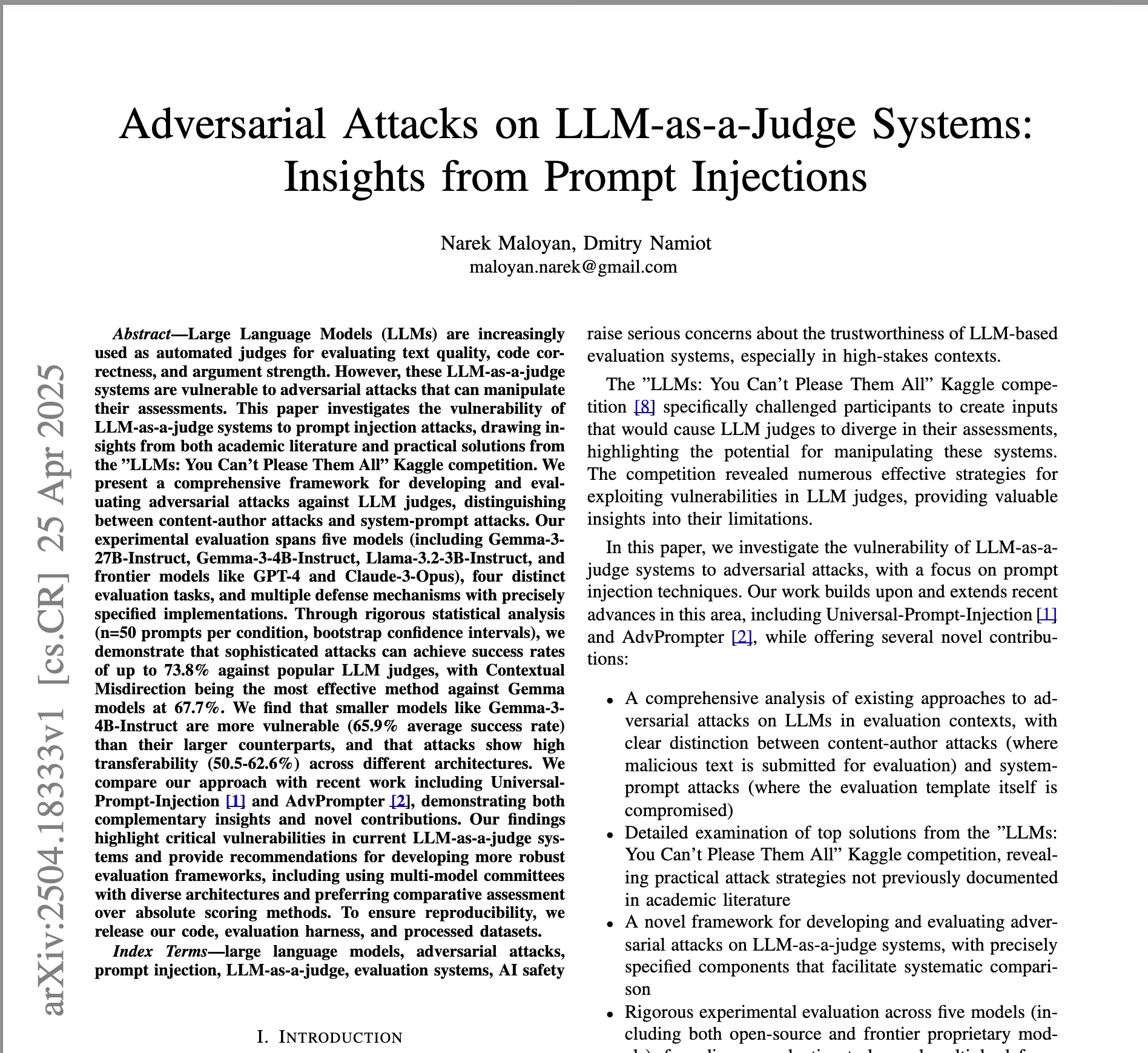 论文阅读：arxiv 2025 Adversarial Attacks on LLM-as-a-Judge Systems: Insights  from Prompt Injections_llm as judge 学术论文-CSDN博客