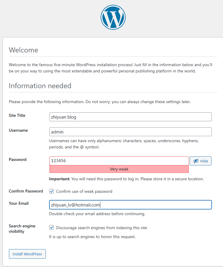  docker学习笔记6-安装wordpress