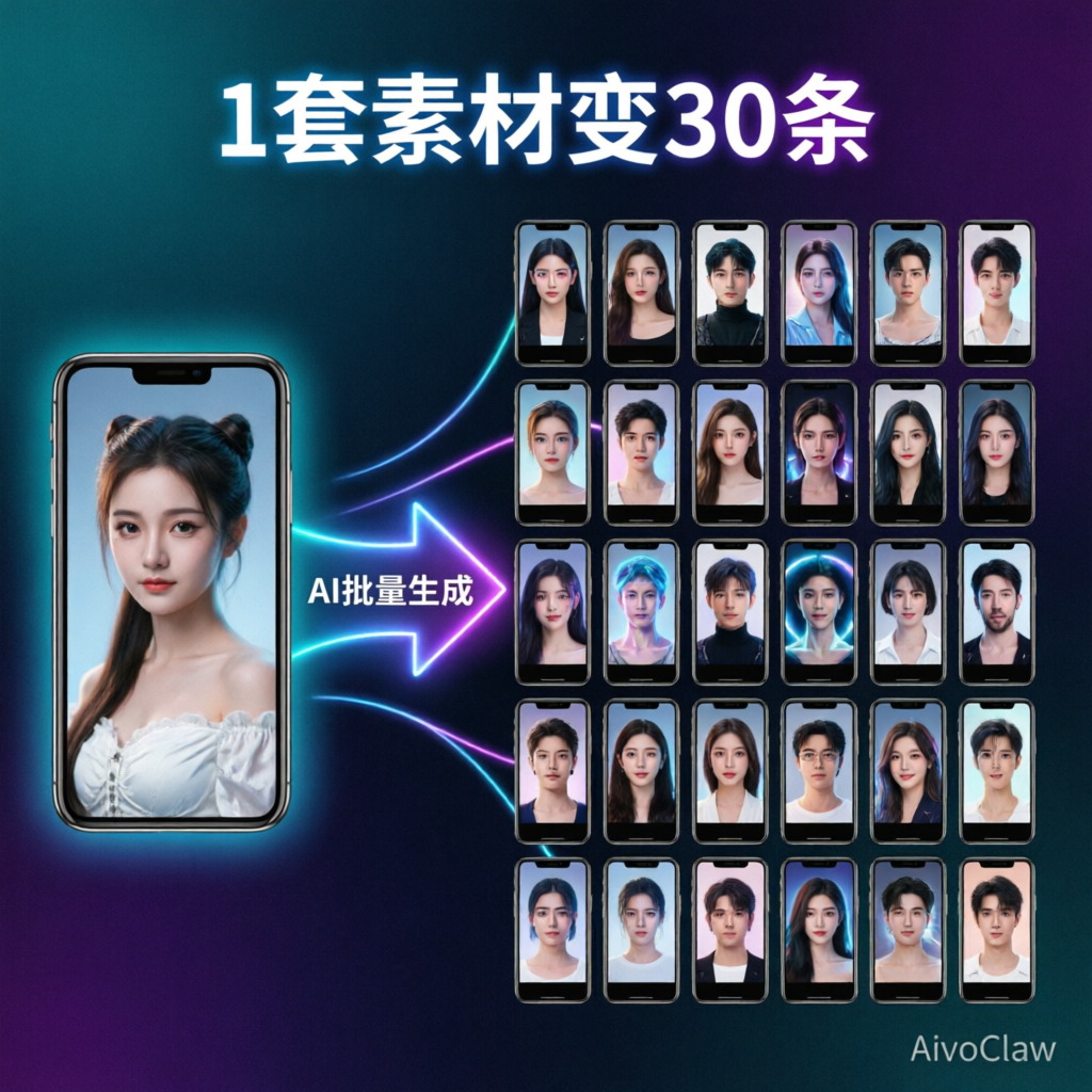 1 套素材变 30 条