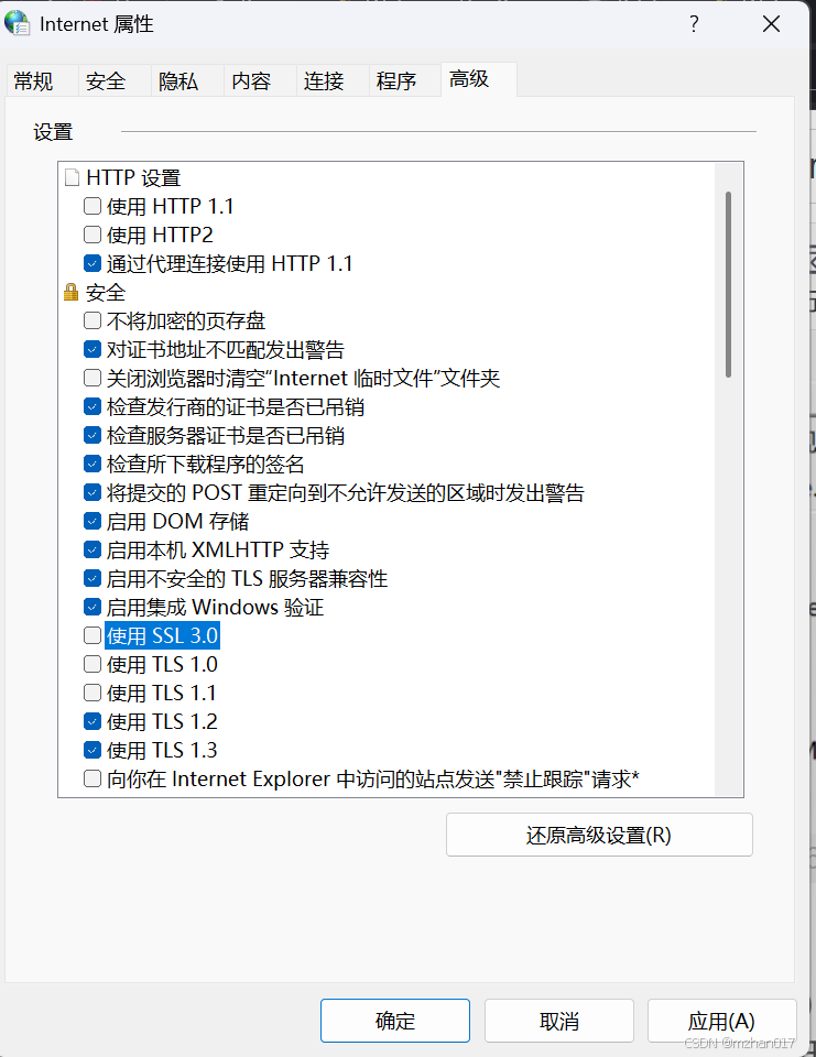 Internet属性高级设置截图