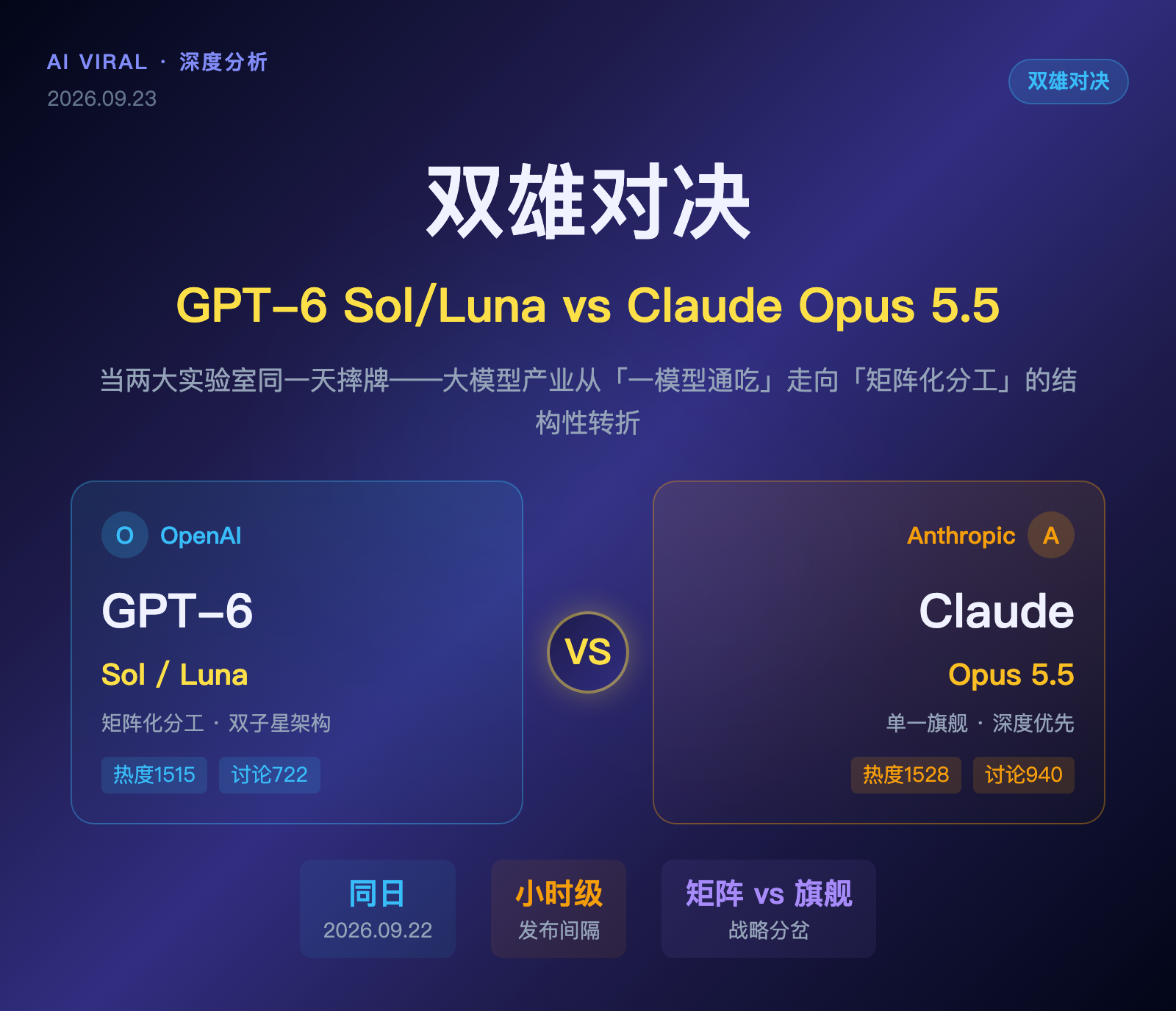 封面:双雄对决 · GPT-6 Sol/Luna vs Claude Opus 5.5