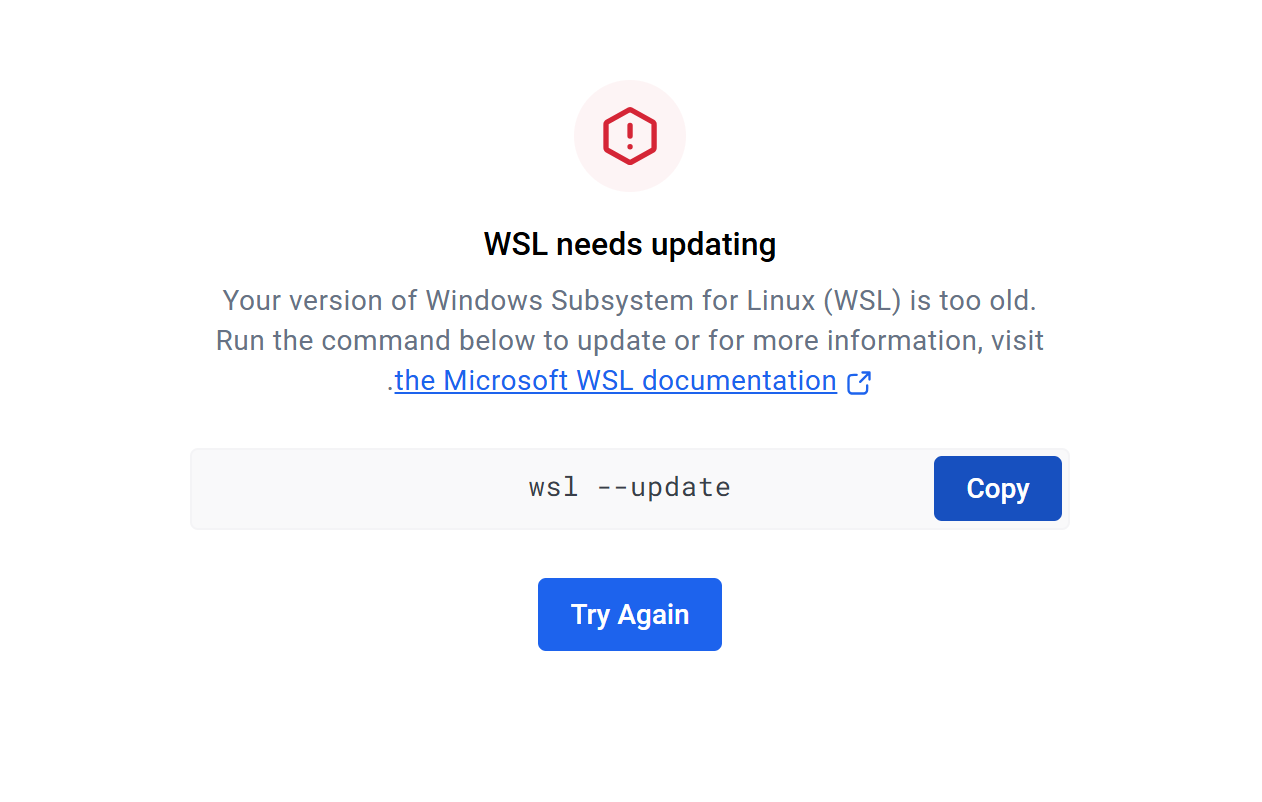**【自行插入：Docker WSL更新失败报错截图】**